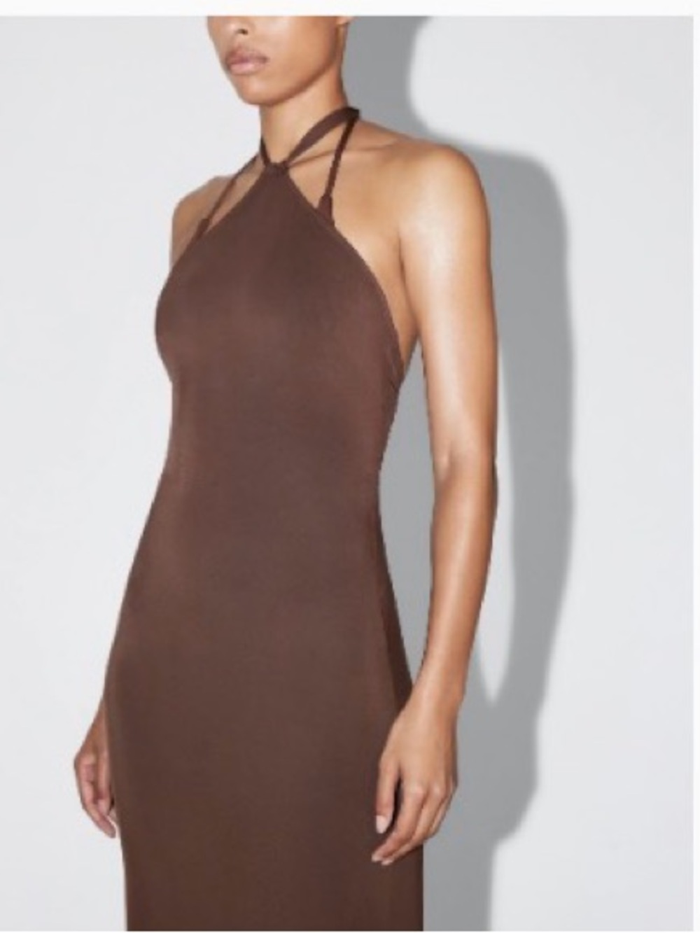 NEW never worn Khys -Soft Stretch Halter Maxi Dress | Chocolate Brown Maxi Dress